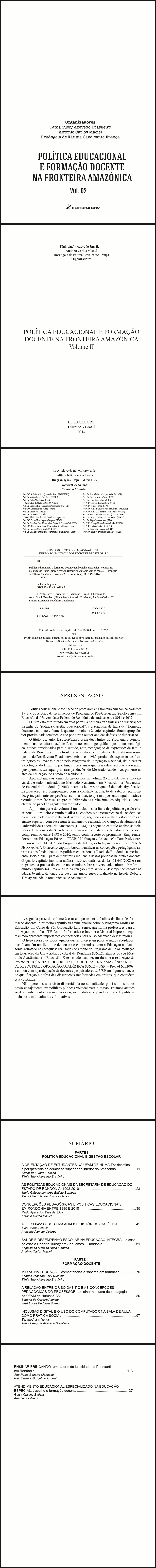 POLÍTICA EDUCACIONAL E FORMAÇÃO DOCENTE NA FRONTEIRA AMAZÔNICA VOLUME II